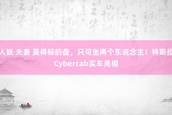人妖 夫妻 莫得标的盘，只可坐两个东说念主！特斯拉Cybercab实车亮相