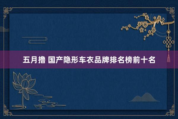 五月撸 国产隐形车衣品牌排名榜前十名