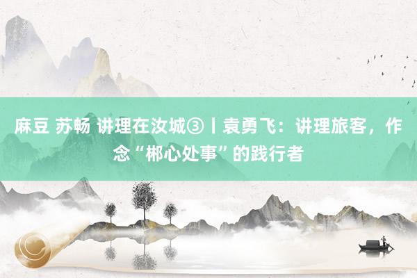 麻豆 苏畅 讲理在汝城③丨袁勇飞:讲理旅客,作念“郴心处事”的践行者