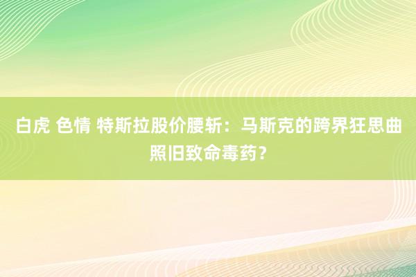 白虎 色情 特斯拉股价腰斩：马斯克的跨界狂思曲照旧致命毒药？