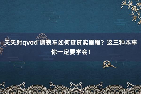 天天射qvod 调表车如何查真实里程？这三种本事你一定要学会！
