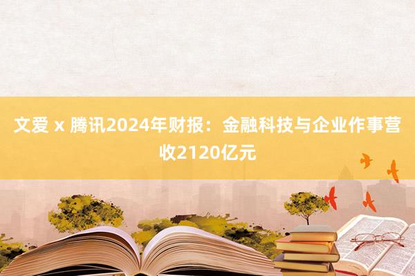 文爱 x 腾讯2024年财报：金融科技与企业作事营收2120亿元