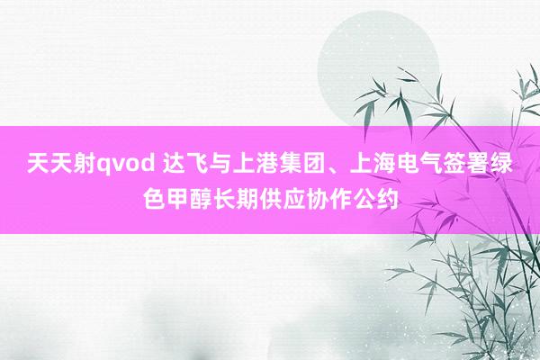 天天射qvod 达飞与上港集团、上海电气签署绿色甲醇长期供应协作公约