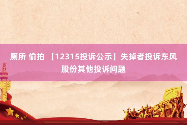 厕所 偷拍 【12315投诉公示】失掉者投诉东风股份其他投诉问题