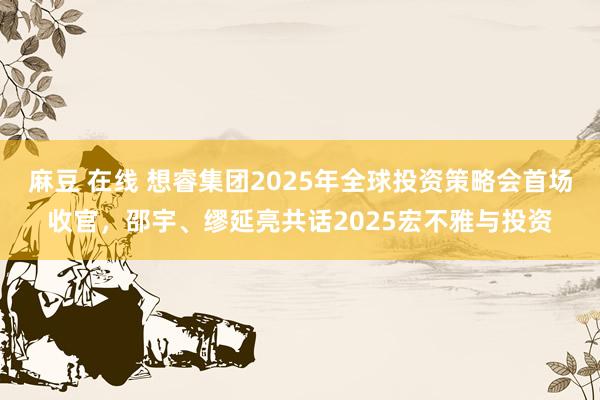 麻豆 在线 想睿集团2025年全球投资策略会首场收官，邵宇、缪延亮共话2025宏不雅与投资