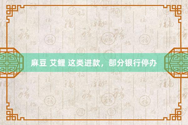 麻豆 艾鲤 这类进款，部分银行停办