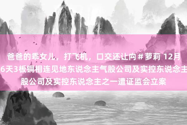 爸爸的乖女儿，打飞机，口交还让禸＃萝莉 12月27日投资避雷针：6天3板铜相连见地东说念主气股公司及实控东说念主之一遭证监会立案