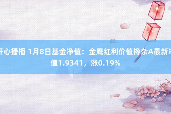 开心播播 1月8日基金净值：金鹰红利价值搀杂A最新净值1.9341，涨0.19%