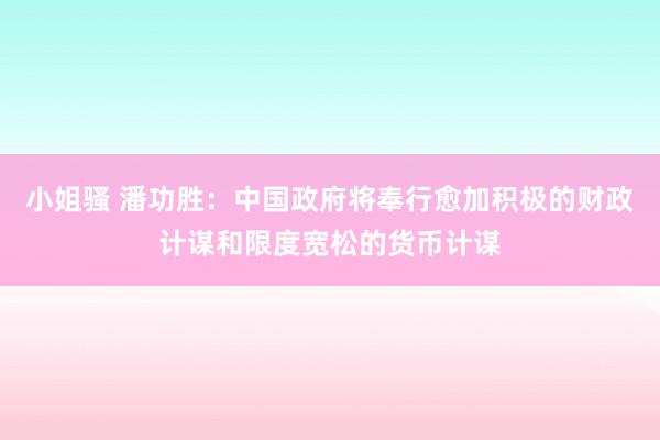 小姐骚 潘功胜：中国政府将奉行愈加积极的财政计谋和限度宽松的货币计谋