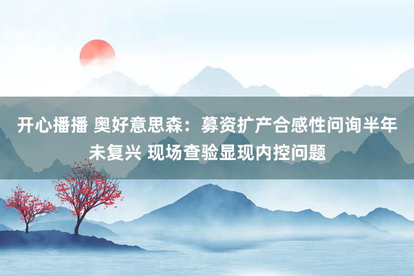 开心播播 奥好意思森：募资扩产合感性问询半年未复兴 现场查验显现内控问题