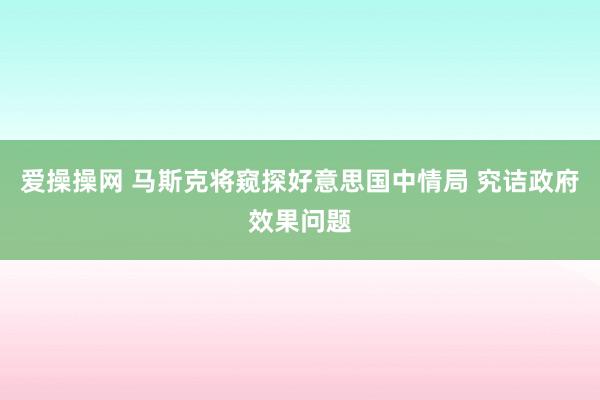 爱操操网 马斯克将窥探好意思国中情局 究诘政府效果问题
