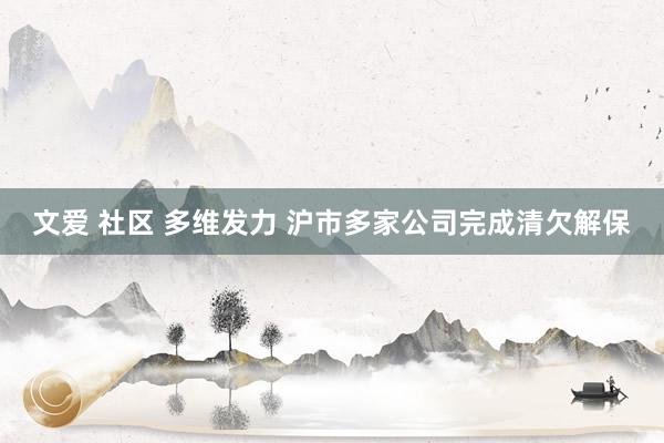 文爱 社区 多维发力 沪市多家公司完成清欠解保