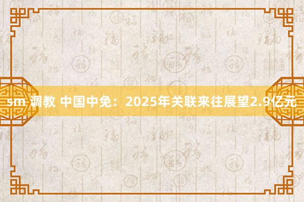 sm 调教 中国中免：2025年关联来往展望2.9亿元