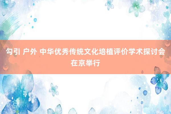 勾引 户外 中华优秀传统文化培植评价学术探讨会在京举行