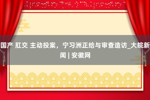 国产 肛交 主动投案，宁习洲正给与审查造访_大皖新闻 | 安徽网